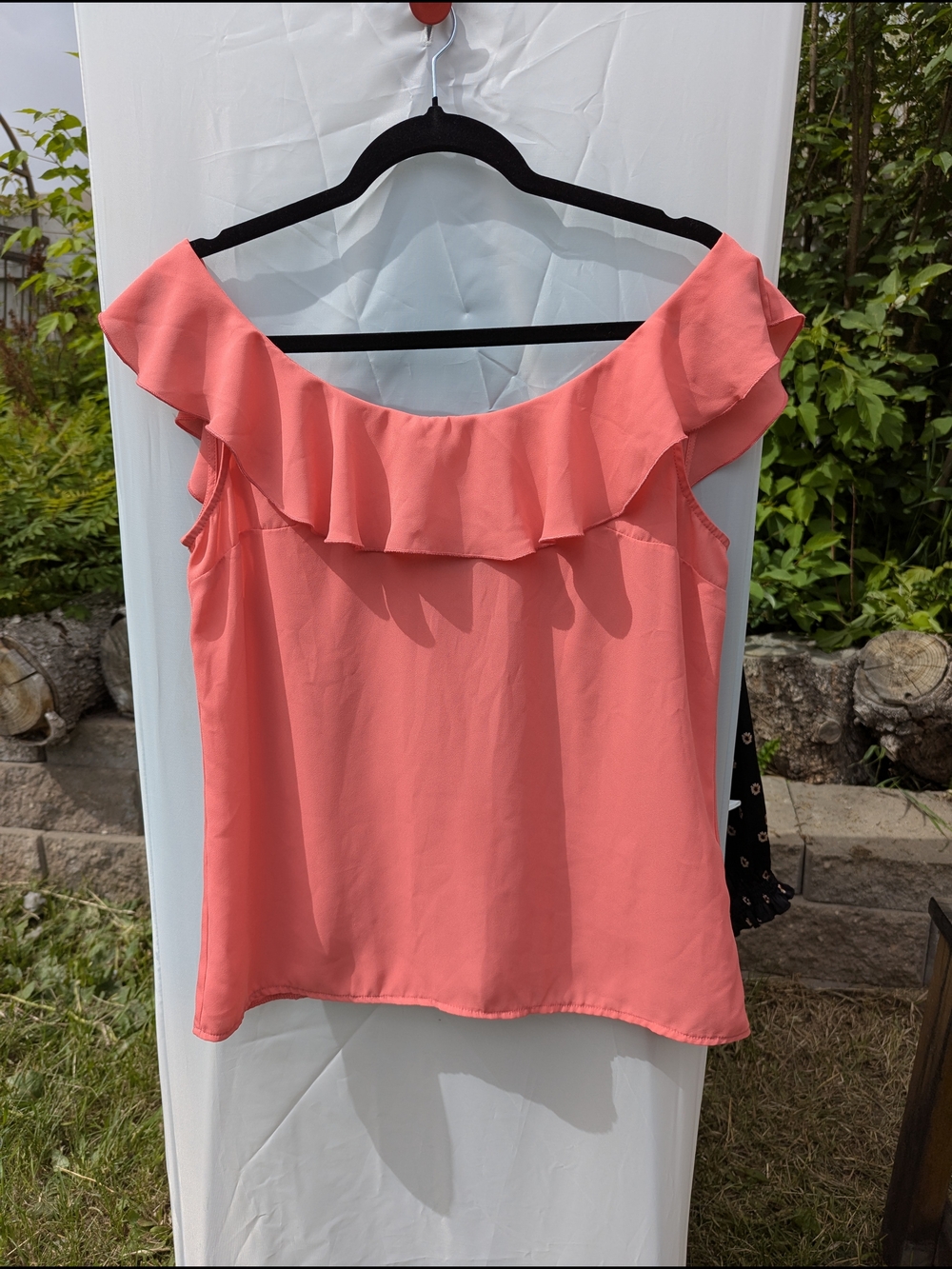 Coral Ruffle Off-Shoulder Summer Top